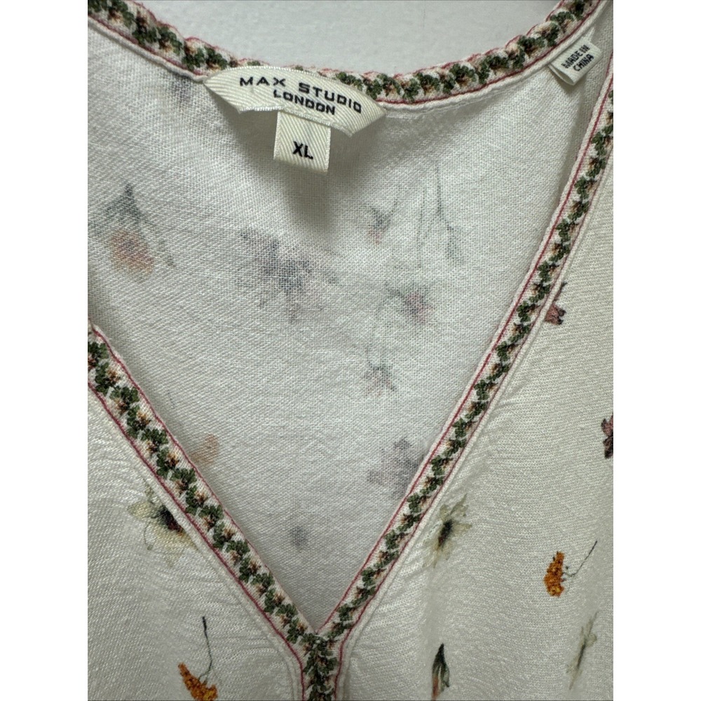 Max Studio London Boho Peasant Maxi Dress Wild Flowers‎ Size Womens XL - Picture 3 of 11